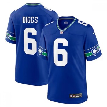 Men's Seattle Seahawks #6 Quandre Diggs Royal Throwback Player Stitched Game Jersey Men's Seattle Seahawks #6 Quandre Diggs Royal Throwback Player Stitched Game Jersey
