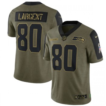 Men's Seattle Seahawks #80 Steve Largent 2021 Olive Salute To Service Limited Stitched Jersey Men's Seattle Seahawks #80 Steve Largent 2021 Olive Salute To Service Limited Stitched Jersey