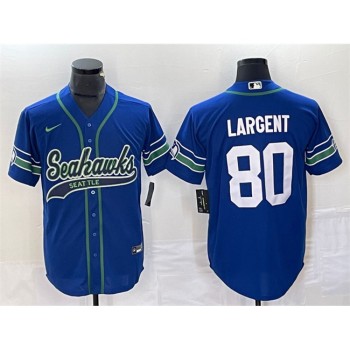 Men's Seattle Seahawks #80 Steve Largent Royal Throwback Cool Base Stitched Baseball Jersey Men's Seattle Seahawks #80 Steve Largent Royal Throwback Cool Base Stitched Baseball Jersey