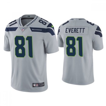 Men's Seattle Seahawks #81 Gerald Everett Grey Vapor Untouchable Limited Stitched Jersey Men's Seattle Seahawks #81 Gerald Everett Grey Vapor Untouchable Limited Stitched Jersey