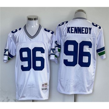Men's Seattle Seahawks #96 Cortez Kennedy White Throwback Stitched Football Jersey Men's Seattle Seahawks #96 Cortez Kennedy White Throwback Stitched Football Jersey