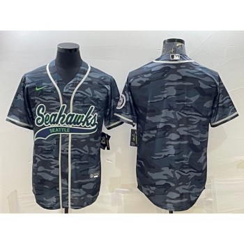 Men's Seattle Seahawks Blank Grey Camo With Patch Cool Base Stitched Baseball Jersey Men's Seattle Seahawks Blank Grey Camo With Patch Cool Base Stitched Baseball Jersey
