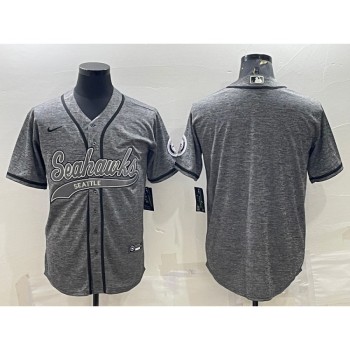 Men's Seattle Seahawks Blank Grey With Patch Cool Base Stitched Baseball Jersey Men's Seattle Seahawks Blank Grey With Patch Cool Base Stitched Baseball Jersey