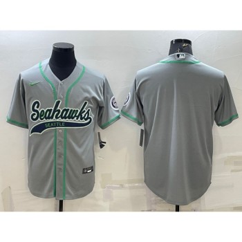 Men's Seattle Seahawks Blank Grey With Patch Cool Base Stitched Baseball Jersey Men's Seattle Seahawks Blank Grey With Patch Cool Base Stitched Baseball Jersey