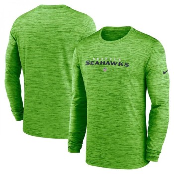 Men's Seattle Seahawks Green Sideline Team Velocity Performance Long Sleeve T-Shirt Men's Seattle Seahawks Green Sideline Team Velocity Performance Long Sleeve T-Shirt