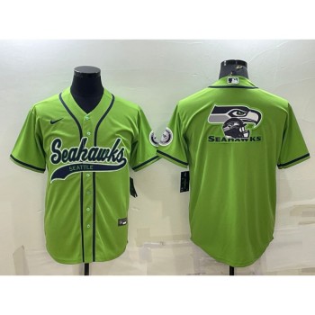 Men's Seattle Seahawks Green Team Big Logo With Patch Cool Base Stitched Baseball Jersey Men's Seattle Seahawks Green Team Big Logo With Patch Cool Base Stitched Baseball Jersey