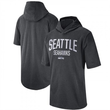 Men's Seattle Seahawks Heathered Charcoal Sideline Training Hoodie Performance T-Shirt Men's Seattle Seahawks Heathered Charcoal Sideline Training Hoodie Performance T-Shirt