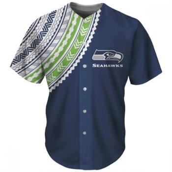 Men's Seattle Seahawks Navy Baseball Jersey Men's Seattle Seahawks Navy Baseball Jersey