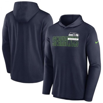 Men's Seattle Seahawks Navy Lightweight Performance Hoodie Long Sleeve T-Shirt Men's Seattle Seahawks Navy Lightweight Performance Hoodie Long Sleeve T-Shirt