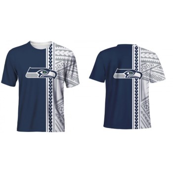 Men's Seattle Seahawks Navy/White T-Shirt Men's Seattle Seahawks Navy/White T-Shirt