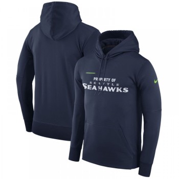 Men's Seattle Seahawks Navy Sideline Property Of Performance Pullover Hoodie