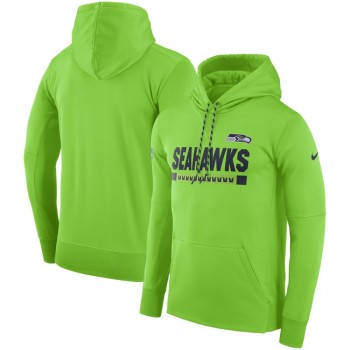 Men's Seattle Seahawks Neon Green Sideline Team Name Performance Pullover Hoodie Men's Seattle Seahawks Neon Green Sideline Team Name Performance Pullover Hoodie
