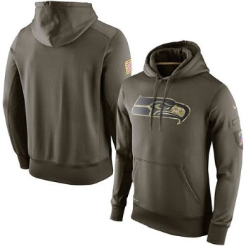 Men's Seattle Seahawks Olive Salute To Service KO Performance Hoodie