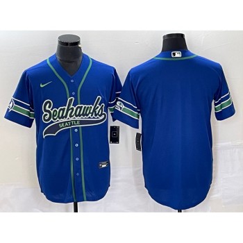 Men's Seattle Seahawks Royal Throwback Cool Base Stitched Baseball Jersey Men's Seattle Seahawks Royal Throwback Cool Base Stitched Baseball Jersey