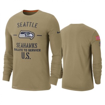 Men's Seattle Seahawks Tan 2019 Salute to Service Sideline Performance Long Sleeve Shirt Men's Seattle Seahawks Tan 2019 Salute to Service Sideline Performance Long Sleeve Shirt