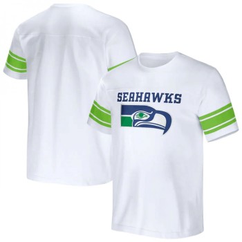 Men's Seattle Seahawks White x Darius Rucker Collection Football Striped T-Shirt Men's Seattle Seahawks White x Darius Rucker Collection Football Striped T-Shirt