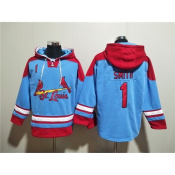 Men's St.Louis Cardinals #1 Ozzie Smith Blue Ageless Must-Have Lace-Up Pullover Hoodie Men's St.Louis Cardinals #1 Ozzie Smith Blue Ageless Must-Have Lace-Up Pullover Hoodie
