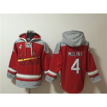 Men's St.Louis Cardinals #4 Yadier Molina Ageless Must-Have Lace-Up Pullover Hoodie Men's St.Louis Cardinals #4 Yadier Molina Ageless Must-Have Lace-Up Pullover Hoodie