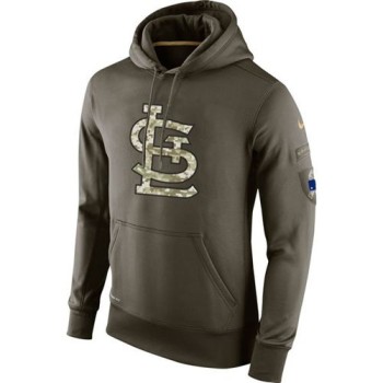Men's St.Louis Cardinals Olive Salute To Service KO Performance Hoodie