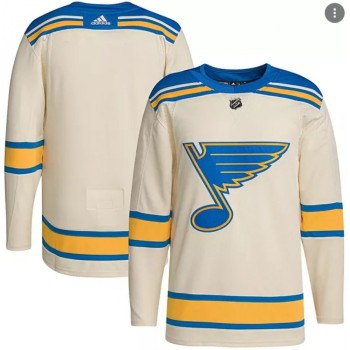 Men's St. Louis Blues Blank Cream 2022 Winter Classic Stitched Jersey