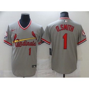 Men's St. Louis Cardinals #1 Ozzie Smith Grey Cool Base Stitched Jersey Men's St. Louis Cardinals #1 Ozzie Smith Grey Cool Base Stitched Jersey