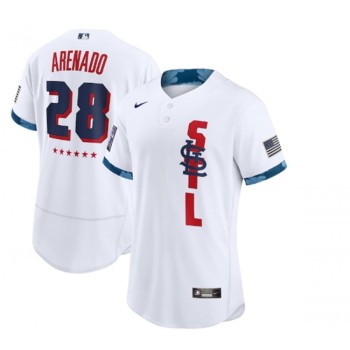 Men's St. Louis Cardinals #28 Nolan Arenado 2021 White All-Star Flex Base Stitched MLB Jersey Men's St. Louis Cardinals #28 Nolan Arenado 2021 White All-Star Flex Base Stitched MLB Jersey