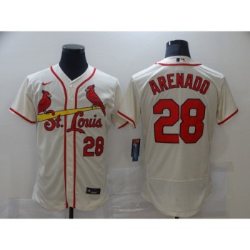Men's St. Louis Cardinals #28 Nolan Arenado Cream Flex Base Stitched Jersey Men's St. Louis Cardinals #28 Nolan Arenado Cream Flex Base Stitched Jersey