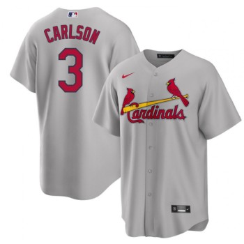 Men's St. Louis Cardinals #3 Dylan Carlson Grey Cool Base Stitched Jersey Men's St. Louis Cardinals #3 Dylan Carlson Grey Cool Base Stitched Jersey