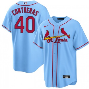 Men's St. Louis Cardinals #40 Willson Contreras Blue Cool Base Stitched Jersey Men's St. Louis Cardinals #40 Willson Contreras Blue Cool Base Stitched Jersey