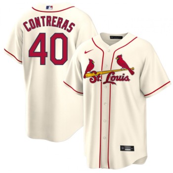 Men's St. Louis Cardinals #40 Willson Contreras Cream Cool Base Stitched Jersey Men's St. Louis Cardinals #40 Willson Contreras Cream Cool Base Stitched Jersey