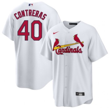 Men's St. Louis Cardinals #40 Willson Contreras White Cool Base Stitched Jersey Men's St. Louis Cardinals #40 Willson Contreras White Cool Base Stitched Jersey