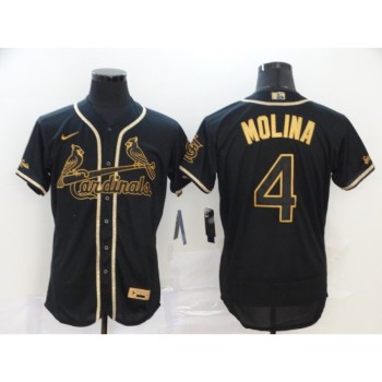 Men's St. Louis Cardinals #4 Yadier Molina Black Golden Flex Base Stitched MLB Jersey Men's St. Louis Cardinals #4 Yadier Molina Black Golden Flex Base Stitched MLB Jersey