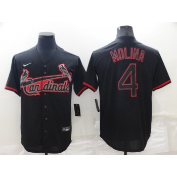 Men's St. Louis Cardinals #4 Yadier Molina Black shadow Cool Base Stitched Jersey Men's St. Louis Cardinals #4 Yadier Molina Black shadow Cool Base Stitched Jersey