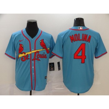 Men's St. Louis Cardinals #4 Yadier Molina Blue Cool Base Stitched MLB Jersey Men's St. Louis Cardinals #4 Yadier Molina Blue Cool Base Stitched MLB Jersey