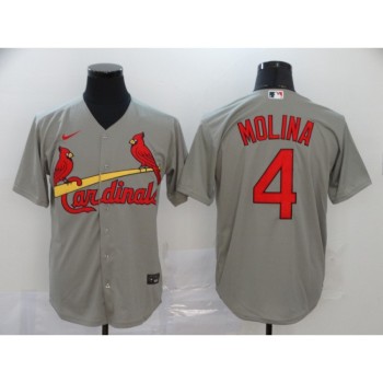 Men's St. Louis Cardinals #4 Yadier Molina Grey Cool Base Stitched MLB Jersey Men's St. Louis Cardinals #4 Yadier Molina Grey Cool Base Stitched MLB Jersey