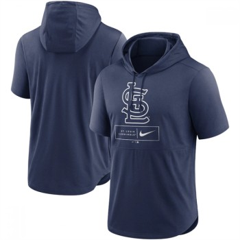 Men's St. Louis Cardinals Navy Short Sleeve Pullover Hoodie Men's St. Louis Cardinals Navy Short Sleeve Pullover Hoodie