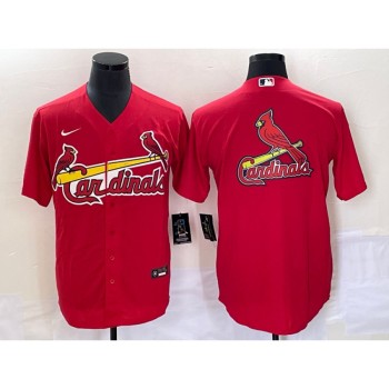 Men's St. Louis Cardinals Red Big Team Logo in Back Cool Base Stitched Jersey Men's St. Louis Cardinals Red Big Team Logo in Back Cool Base Stitched Jersey