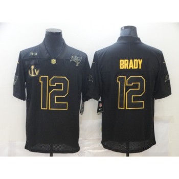 Men's Tampa Bay Buccaneers #12 Tom Brady 2020 Black/Gold Salute To Service With Super Bowl Patch Limited Stitched Jersey Men's Tampa Bay Buccaneers #12 Tom Brady 2020 Black/Gold Salute To Service With Super Bowl Patch Limited Stitched Jersey