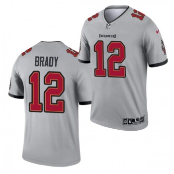 Men's Tampa Bay Buccaneers #12 Tom Brady 2021 Gray Inverted Legend Stitched Jersey Men's Tampa Bay Buccaneers #12 Tom Brady 2021 Gray Inverted Legend Stitched Jersey