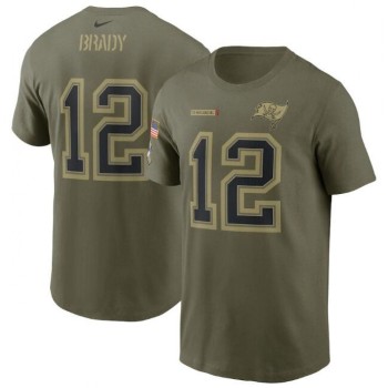 Men's Tampa Bay Buccaneers #12 Tom Brady 2021 Olive Salute To Service Legend Performance T-Shirt Men's Tampa Bay Buccaneers #12 Tom Brady 2021 Olive Salute To Service Legend Performance T-Shirt