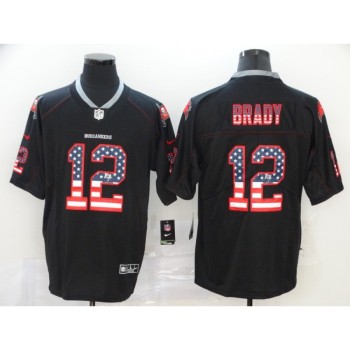 Men's Tampa Bay Buccaneers #12 Tom Brady Black USA Flag Fashion Color Rush NFL Jersey Men's Tampa Bay Buccaneers #12 Tom Brady Black USA Flag Fashion Color Rush NFL Jersey