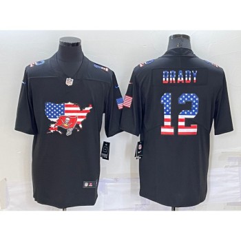 Men's Tampa Bay Buccaneers #12 Tom Brady Black USA Flag Limited Stitched Jersey Men's Tampa Bay Buccaneers #12 Tom Brady Black USA Flag Limited Stitched Jersey