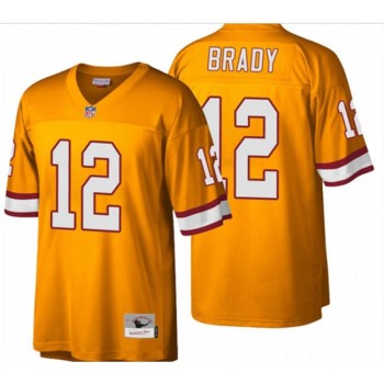 Men's Tampa Bay Buccaneers #12 Tom Brady Custom Orange Stitched Jersey