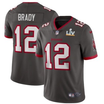 Men's Tampa Bay Buccaneers #12 Tom Brady Grey 2021 Super Bowl LV Limited Stitched Jersey Men's Tampa Bay Buccaneers #12 Tom Brady Grey 2021 Super Bowl LV Limited Stitched Jersey