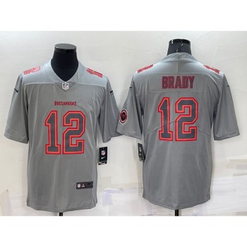 Men's Tampa Bay Buccaneers #12 Tom Brady Grey With Patch Atmosphere Fashion Stitched Jersey Men's Tampa Bay Buccaneers #12 Tom Brady Grey With Patch Atmosphere Fashion Stitched Jersey