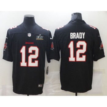 Men's Tampa Bay Buccaneers #12 Tom Brady New Black 2021 Super Bowl LV Limited Stitched Jersey Men's Tampa Bay Buccaneers #12 Tom Brady New Black 2021 Super Bowl LV Limited Stitched Jersey