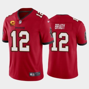 Men's Tampa Bay Buccaneers #12 Tom Brady Red With C Patch Vapor Untouchable Limited Stitched Jersey Men's Tampa Bay Buccaneers #12 Tom Brady Red With C Patch Vapor Untouchable Limited Stitched Jersey