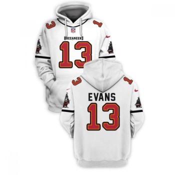 Men's Tampa Bay Buccaneers #13 Mike Evans 2021 White Pullover Hoodie Men's Tampa Bay Buccaneers #13 Mike Evans 2021 White Pullover Hoodie