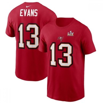 Men's Tampa Bay Buccaneers #13 Mike Evans Red Super Bowl LV NFL T-Shirt Men's Tampa Bay Buccaneers #13 Mike Evans Red Super Bowl LV NFL T-Shirt
