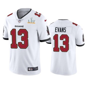 Men's Tampa Bay Buccaneers #13 Mike Evans White 2021 Super Bowl LV Limited Stitched Jersey Men's Tampa Bay Buccaneers #13 Mike Evans White 2021 Super Bowl LV Limited Stitched Jersey